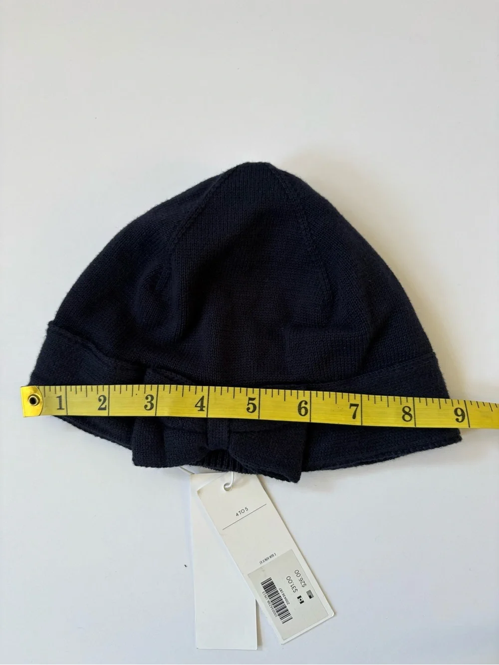Janie&Jack Bow Front Knit Hat Navy Blue 4-5 Years NWT Preppy Classic Cotton Soft